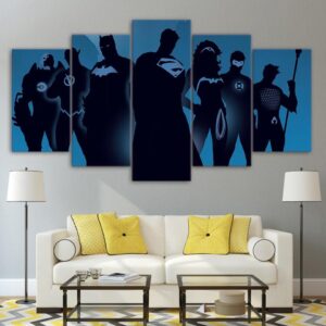 Comics Superheroes - Dc 5 Panel Canvas Art Wall Dï¿½Cor
