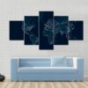 Communications Network Map Of The World - Abstract 5 Panel Canvas Art Wall Decor