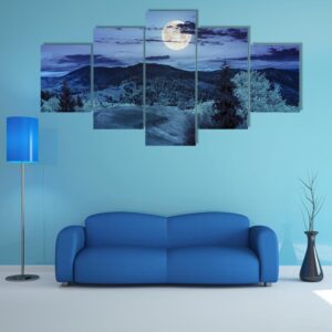 Composite Mountain And Forest Landscape - Nature 5 Panel Canvas Art Wall Decor