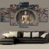 Copper Buddha 1 - Religion 5 Panel Canvas Art Wall Decor
