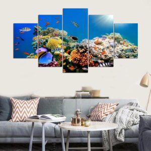 Coral Reef Paradise - Ocean 5 Panel Canvas Art Wall Decor
