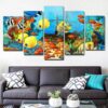 Coral Reef Sea Ocean Color Fishes - Animal 5 Panel Canvas Art Wall Decor