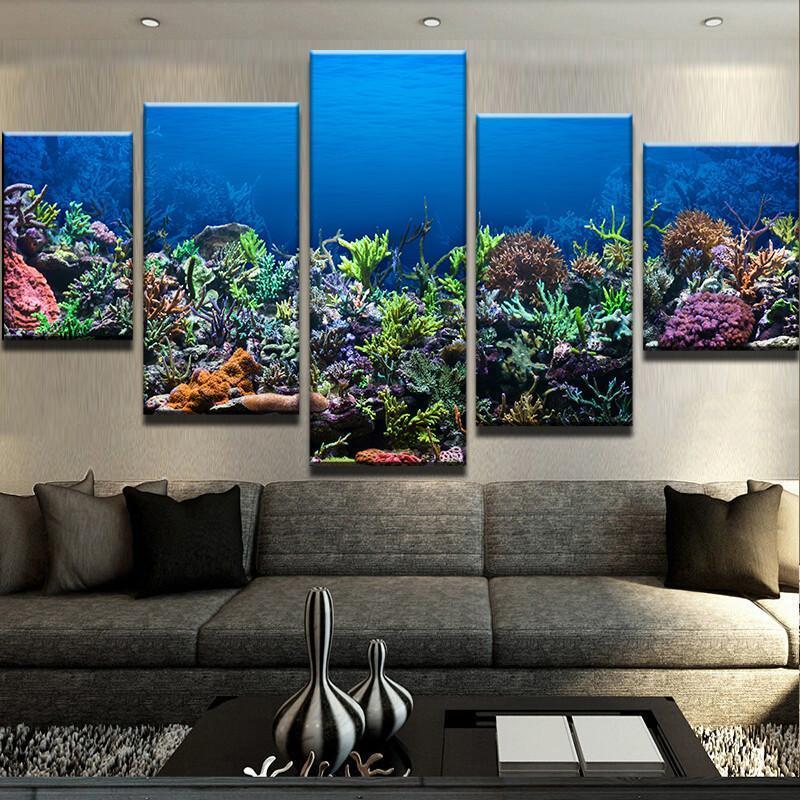 Coral Reef - Nature 5 Panel Canvas Art Wall Decor Coral Reef - Nature 5 Panel Canvas Art Wall Decor