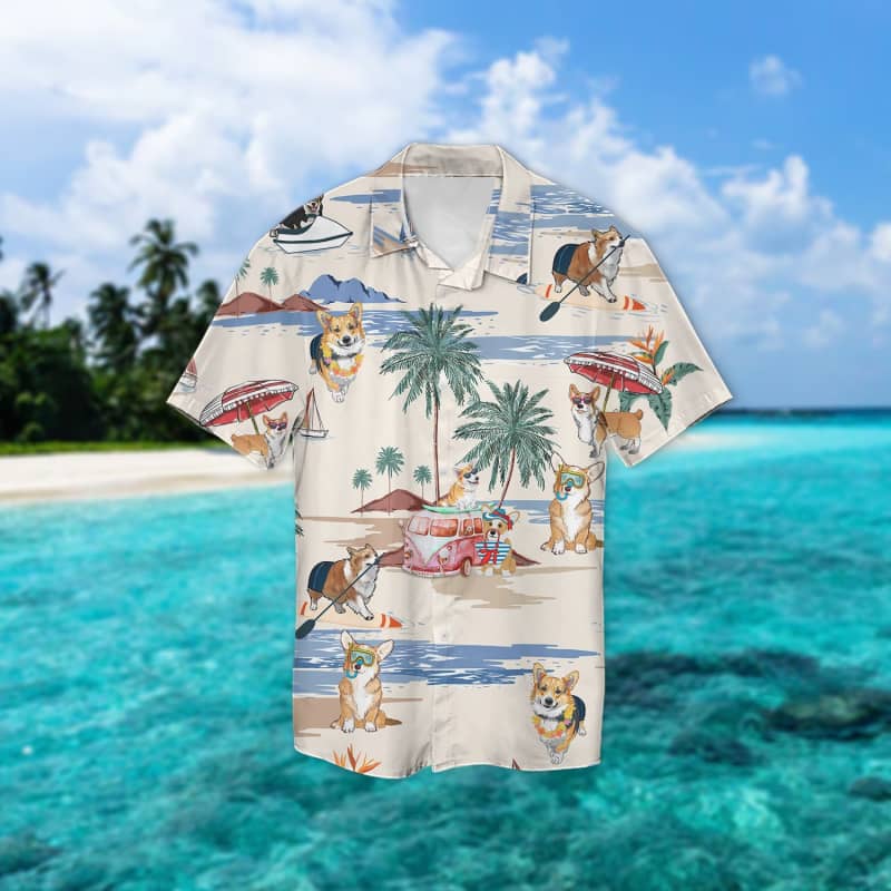 Corgi Beach Hawaiian Shirt Corgi Beach Hawaiian Shirt