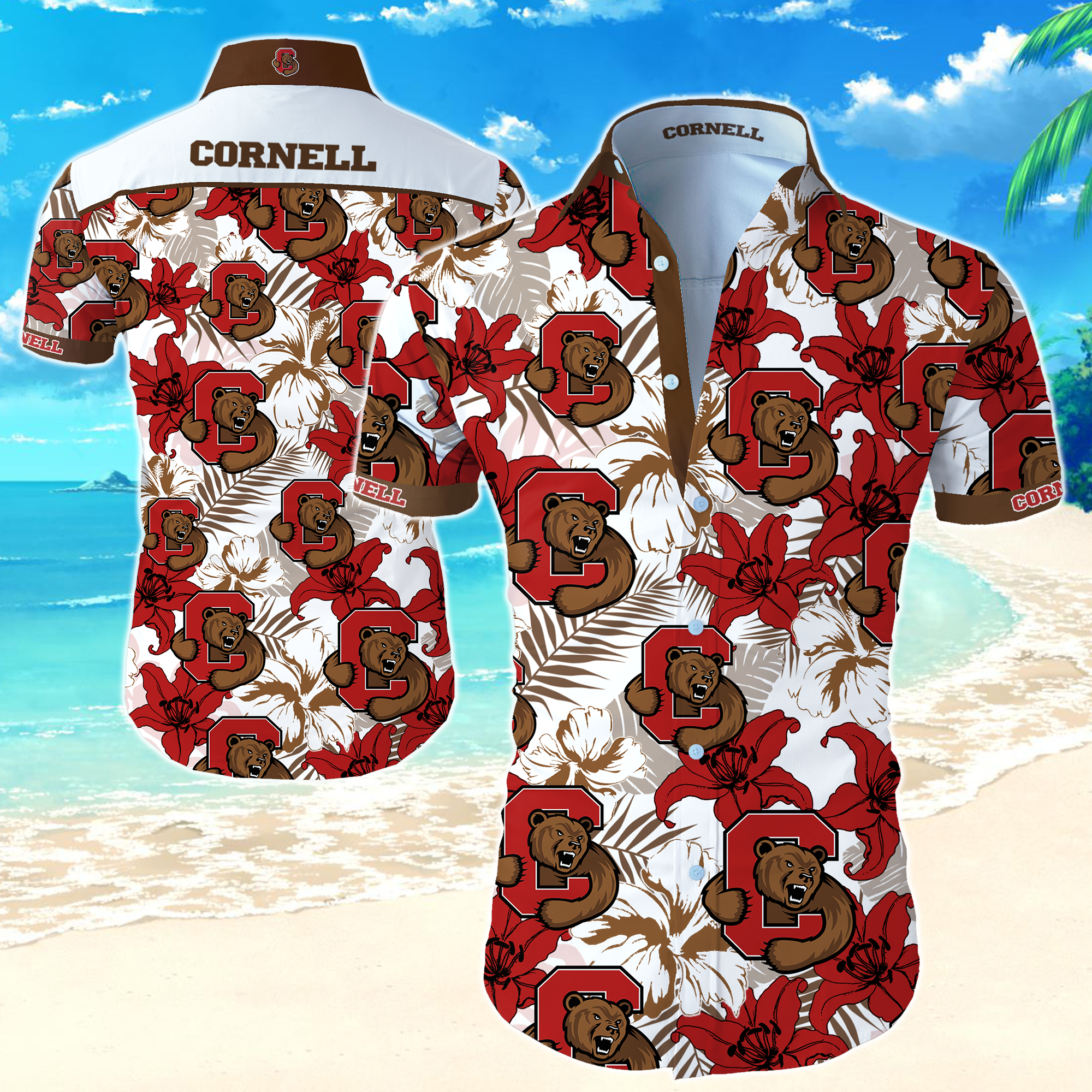 Cornell Big Red Hawaiian Shirt Summer Button Up Cornell Big Red Hawaiian Shirt Summer Button Up