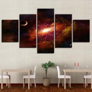 Cosmic Planetary Vortex 2 - Space 5 Panel Canvas Art Wall Decor