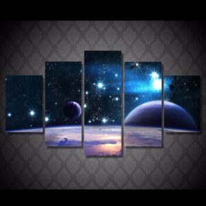 Cosmic planetary scene - Space 5 Panel Canvas Art Wall Decor