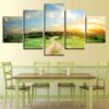Country Road At Sunset - Nature 5 Panel Canvas Art Wall Decor
