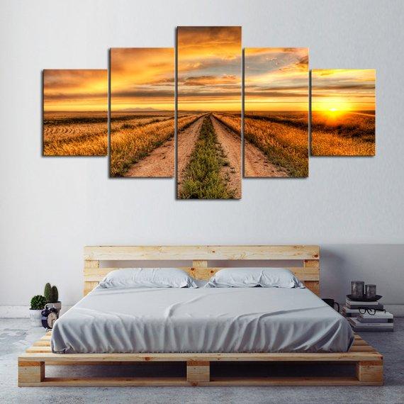Country Road - Nature 5 Panel Canvas Art Wall Decor Country Road - Nature 5 Panel Canvas Art Wall Decor