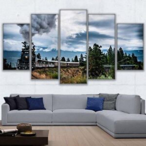 Countryside Train Ride - Automative 5 Panel Canvas Art Wall Decor