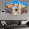 Courtyard Of Palazzo Reale In Genoa - Nature 5 Panel Canvas Art Wall Decor