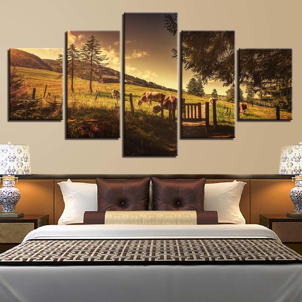 Cow 5 - Animal 5 Panel Canvas Art Wall Decor Cow 5 - Animal 5 Panel Canvas Art Wall Decor