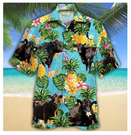 Cow And Pineaoole Pattern Hawaiian Shirt Cow And Pineaoole Pattern Hawaiian Shirt
