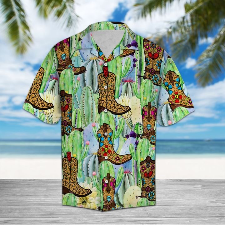Cowboy And Cactus Hawaiian Shirt Summer Button Up Cowboy And Cactus Hawaiian Shirt Summer Button Up