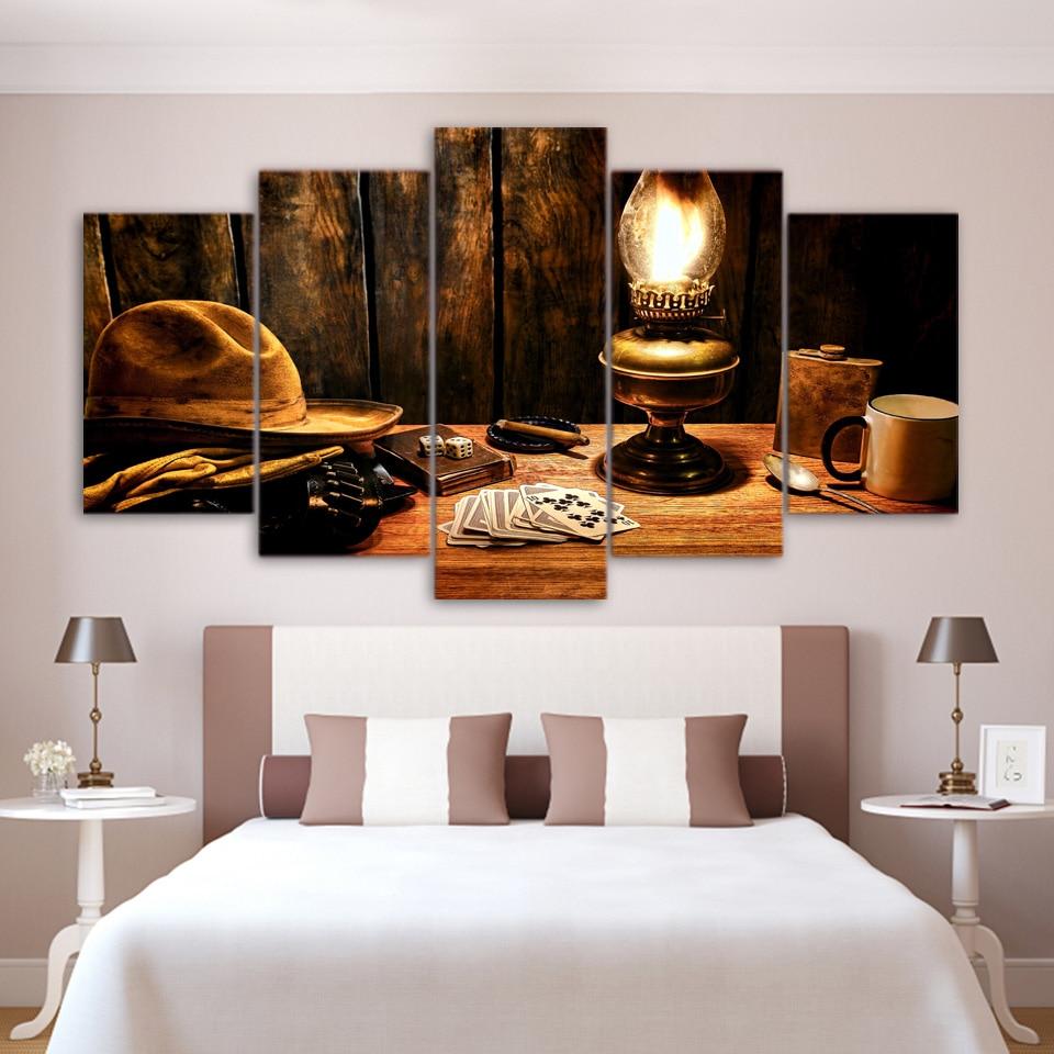 Cowboy Room - Abstract 5 Panel Canvas Art Wall Decor Cowboy Room - Abstract 5 Panel Canvas Art Wall Decor