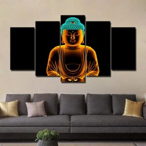 Creative Buddha - Religion 5 Panel Canvas Art Wall Decor