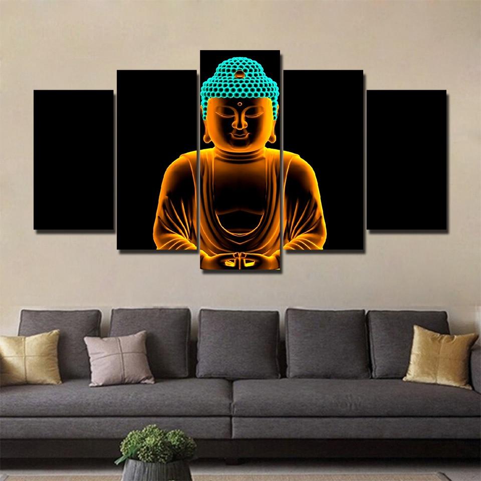 Creative Buddha - Religion 5 Panel Canvas Art Wall Decor Creative Buddha - Religion 5 Panel Canvas Art Wall Decor