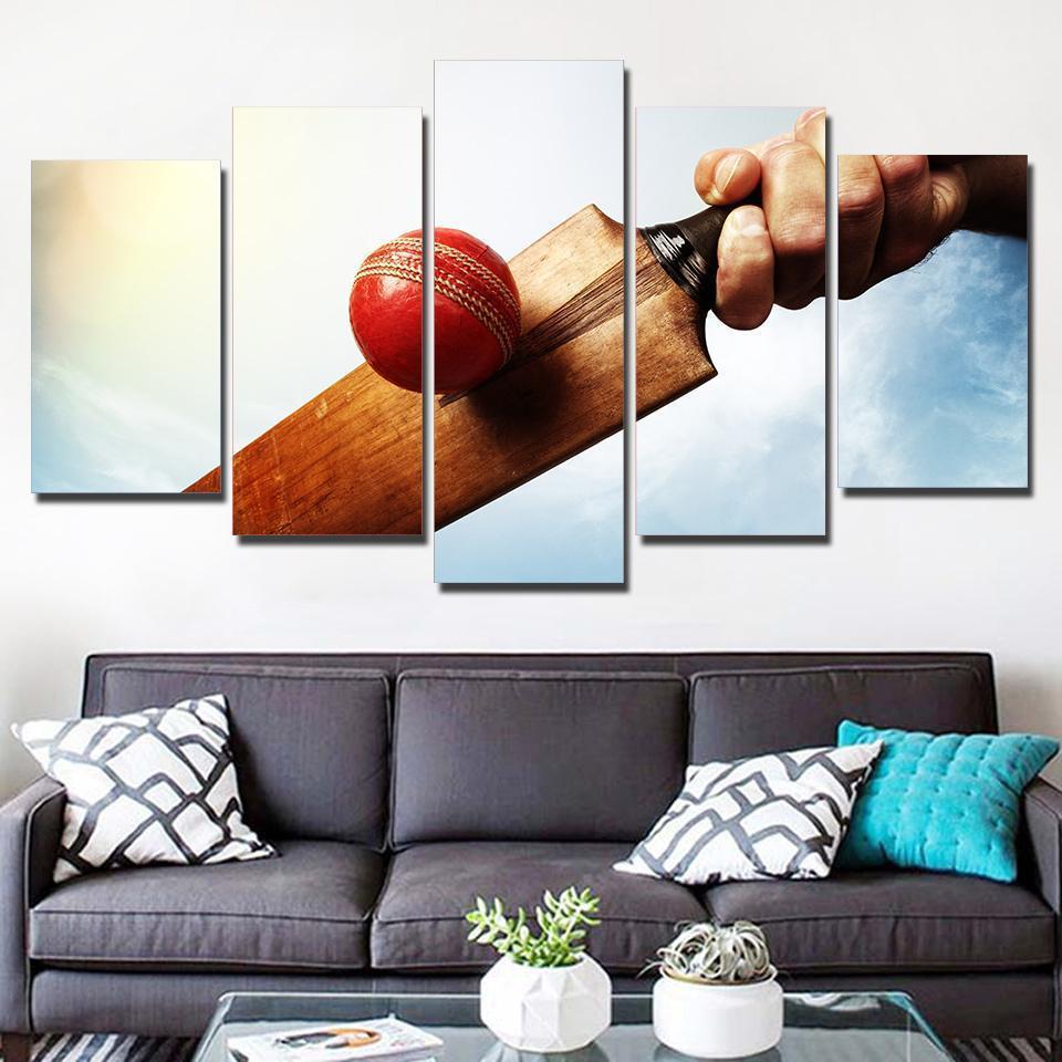 Cricket Sport - 5 Panel Canvas Art Wall Decor Cricket Sport - 5 Panel Canvas Art Wall Decor
