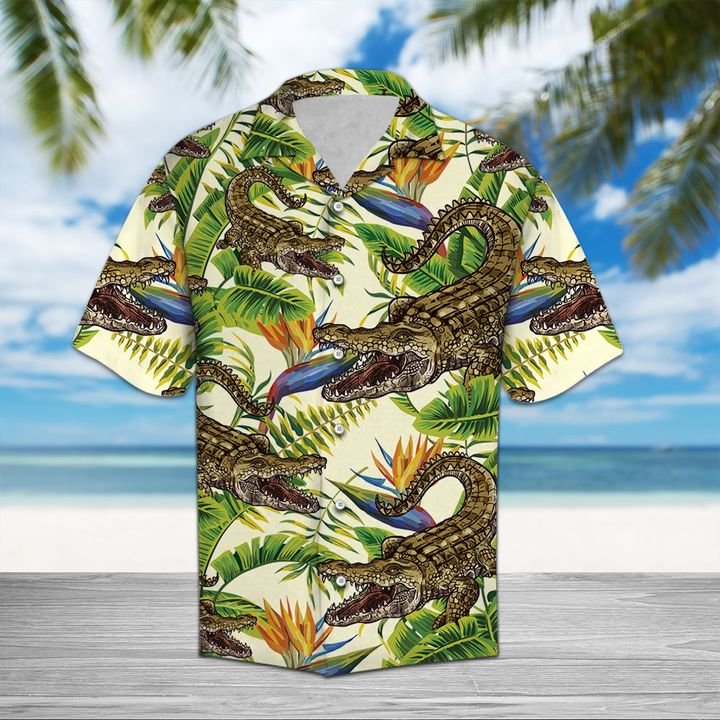 Crocodile Banana Palm Hawaiian Shirt Summer Button Up Crocodile Banana Palm Hawaiian Shirt Summer Button Up