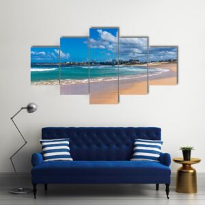 Cronulla Coastline With Mild Waves - Nature 5 Panel Canvas Art Wall Decor