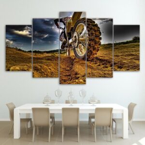 Cross-Country Motorcycle - Automative 5 Panel Canvas Art Wall Decor