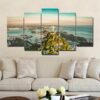 Cross on moutain top - Religion 5 Panel Canvas Art Wall Decor