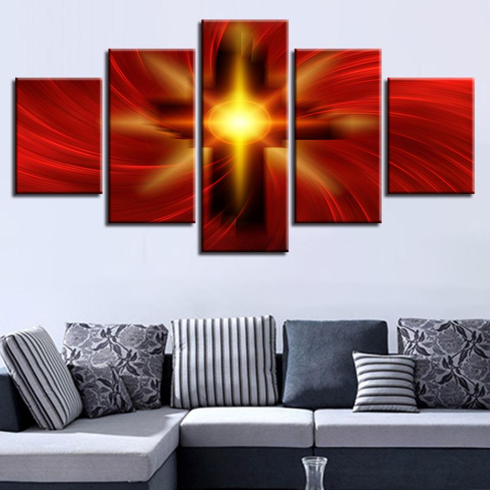 Cross - Abstract 5 Panel Canvas Art Wall Decor Cross - Abstract 5 Panel Canvas Art Wall Decor