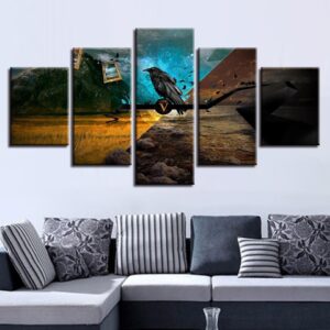 Crow 11 - Animal 5 Panel Canvas Art Wall Decor