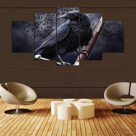 Crow Game Of Thrones - Movie 5 Panel Canvas Art Wall Decor Crow Game Of Thrones - Movie 5 Panel Canvas Art Wall Decor