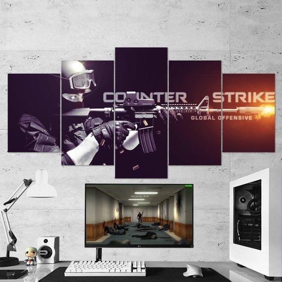 Csgo Counter Strike Global Offensive 04 - Gaming 5 Panel Canvas Art Wall Decor Csgo Counter Strike Global Offensive 04 - Gaming 5 Panel Canvas Art Wall Decor