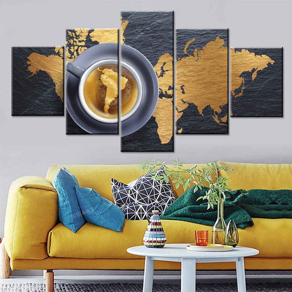 Cup of coffee 1 - Nature 5 Panel Canvas Art Wall Decor Cup of coffee 1 - Nature 5 Panel Canvas Art Wall Decor