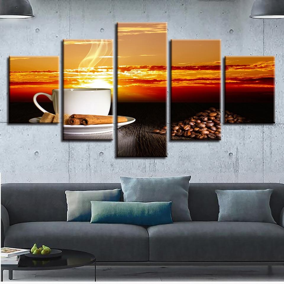 Cup of coffee 2 - Nature 5 Panel Canvas Art Wall Decor Cup of coffee 2 - Nature 5 Panel Canvas Art Wall Decor