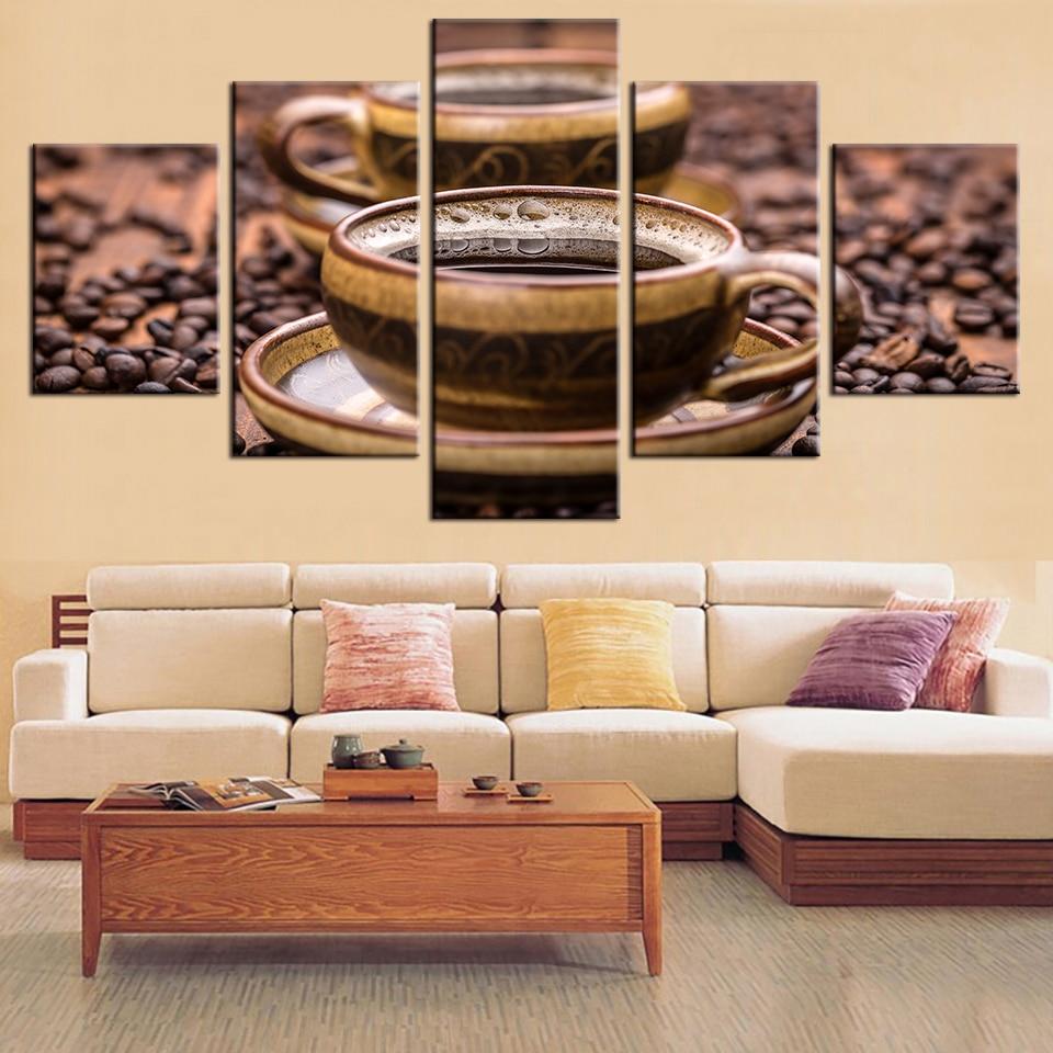Cup of coffee - Nature 5 Panel Canvas Art Wall Decor Cup of coffee - Nature 5 Panel Canvas Art Wall Decor
