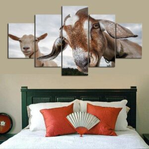 Curious Goat 01 - Animal 5 Panel Canvas Art Wall Decor