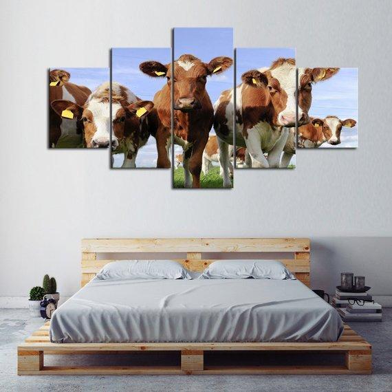 Curious Guernseys Cow - Animal 5 Panel Canvas Art Wall Decor Curious Guernseys Cow - Animal 5 Panel Canvas Art Wall Decor