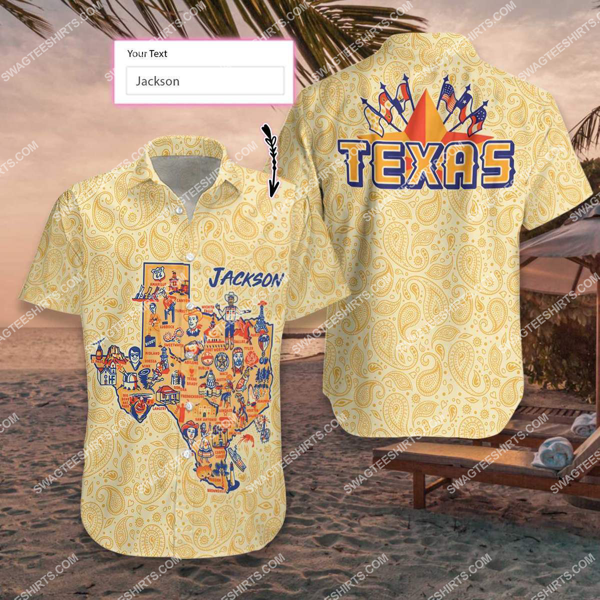 Custom Name Vintage Texas Map All Over Printed Hawaiian Shirt Custom Name Vintage Texas Map All Over Printed Hawaiian Shirt
