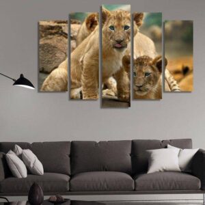 Cute Baby Tiger - Animal 5 Panel Canvas Art Wall Decor
