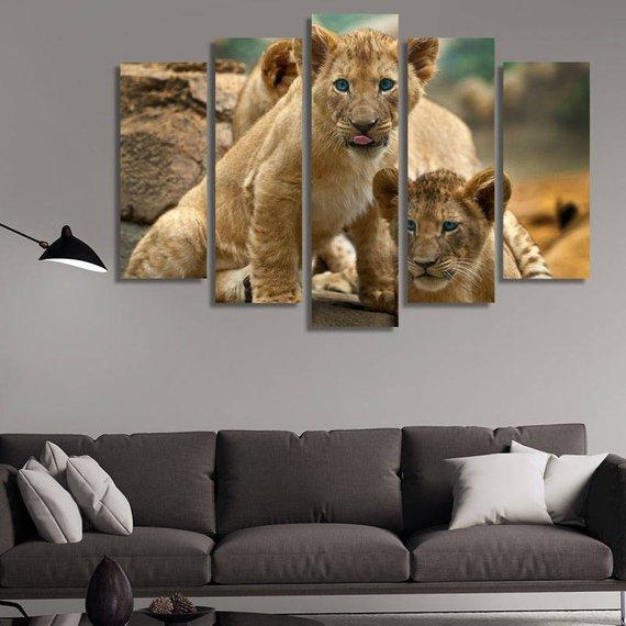 Cute Baby Tiger - Animal 5 Panel Canvas Art Wall Decor Cute Baby Tiger - Animal 5 Panel Canvas Art Wall Decor