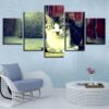 Cute Black And White Cat - Animal 5 Panel Canvas Art Wall Decor