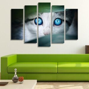 Cute Blue-Eyed Kitten - Animal 5 Panel Canvas Art Wall Decor