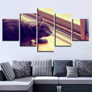 Cute Cat 11 - Animal 5 Panel Canvas Art Wall Decor