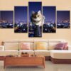 Cute Cat And City Canvas Home Decor
