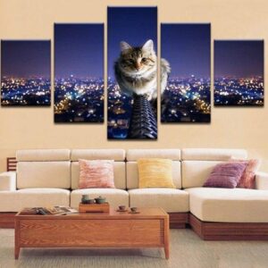 Cute Cat And City Canvas Home Decor