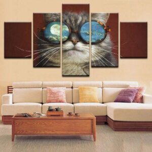 Cute Cat Eyeglasses Canvas Home Decor
