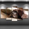 Cute Cat Face Beautiful Kitten - Animal 5 Panel Canvas Art Wall Decor