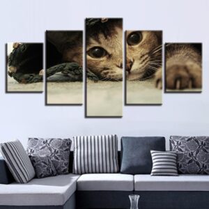 Cute Cats - Animal 5 Panel Canvas Art Wall Decor