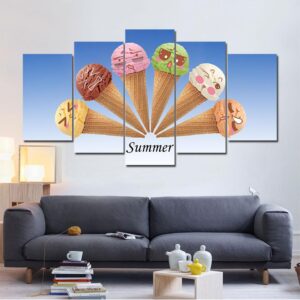 Cute Ice Cream In Summer - Nature 5 Panel Canvas Art Wall Decor