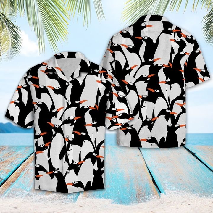 Cute Penguin Hawaiian Shirt Summer Button Up Cute Penguin Hawaiian Shirt Summer Button Up
