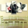 Cute Pet Dog Pugs Butterfly - Animal 5 Panel Canvas Art Wall Decor