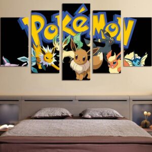 Cute Pokemon Anime Kids - Cartoon 5 Panel Canvas Art Wall Decor